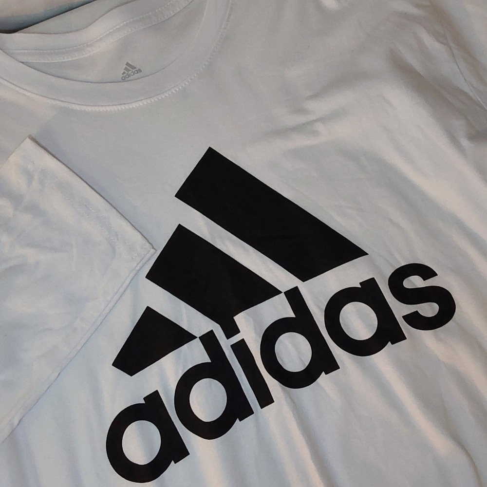 Adidas Golf 2X Long Sleeve Logo Tee Shirt White & Black Cotton Athleisure Sporty